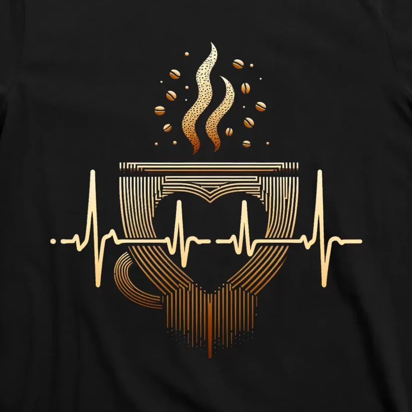 Funny Heartbeat Coffee Coffee Cup Frequency T-Shirt