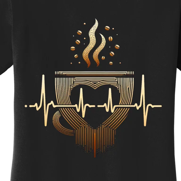 Funny Heartbeat Coffee Coffee Cup Frequency Women's T-Shirt