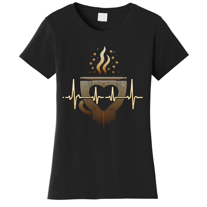 Funny Heartbeat Coffee Coffee Cup Frequency Women's T-Shirt