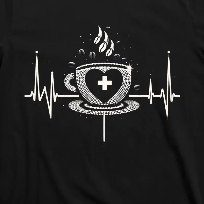 Funny Heartbeat Coffee Coffee Cup Frequency T-Shirt