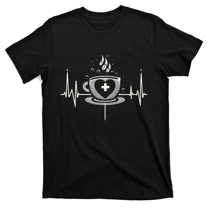 Funny Heartbeat Coffee Coffee Cup Frequency T-Shirt