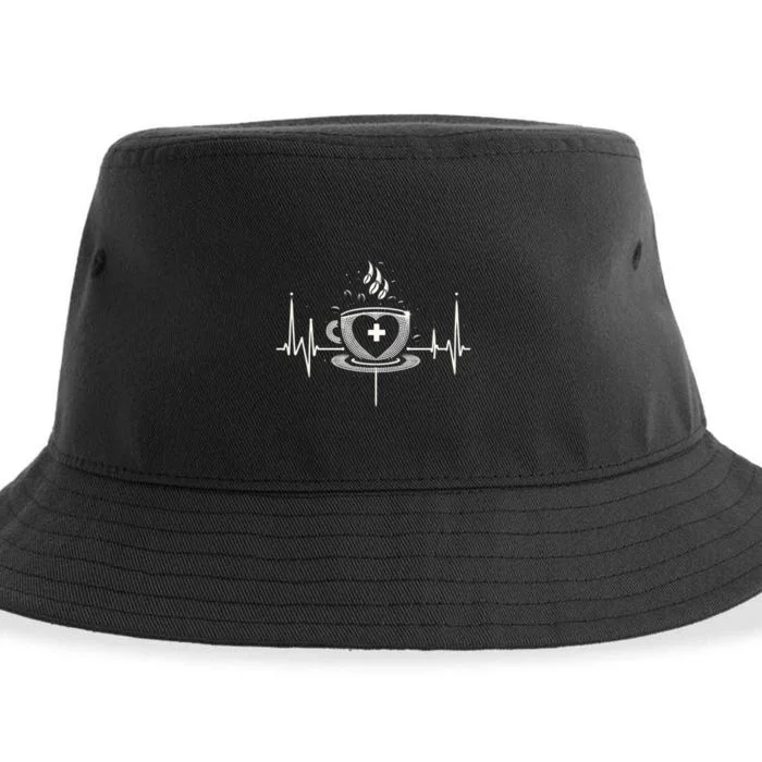 Funny Heartbeat Coffee Coffee Cup Frequency Sustainable Bucket Hat