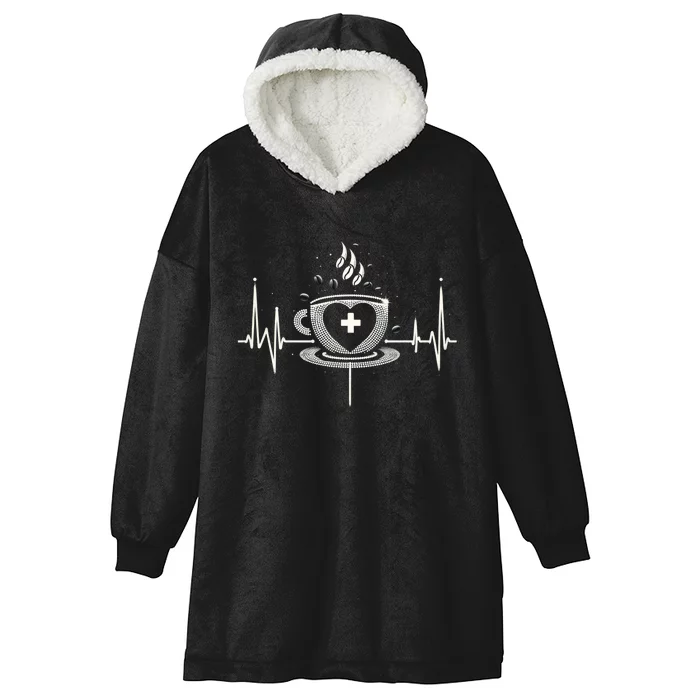 Funny Heartbeat Coffee Coffee Cup Frequency Hooded Wearable Blanket