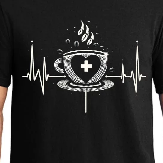 Funny Heartbeat Coffee Coffee Cup Frequency Pajama Set