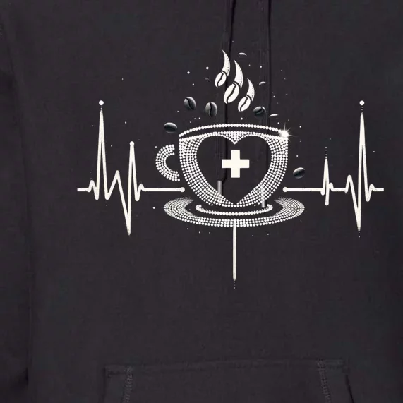 Funny Heartbeat Coffee Coffee Cup Frequency Premium Hoodie