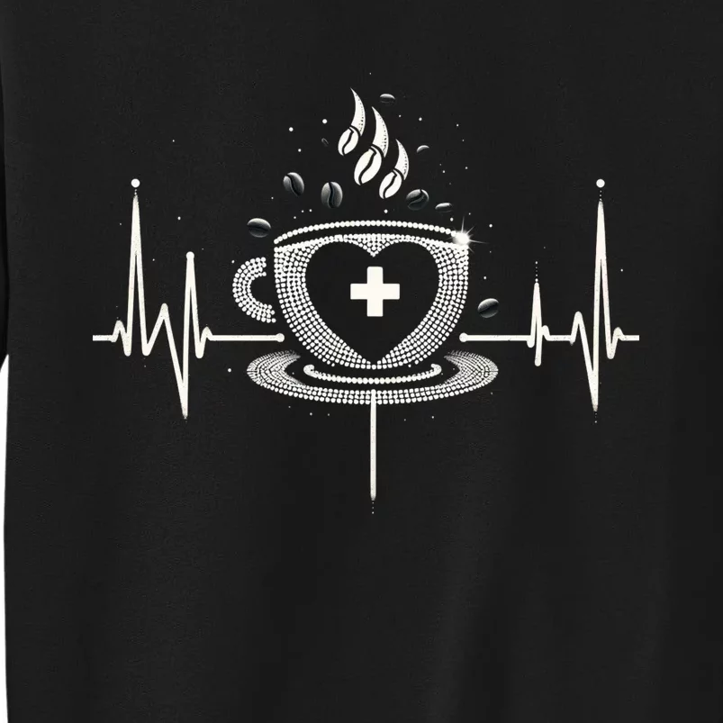 Funny Heartbeat Coffee Coffee Cup Frequency Tall Sweatshirt