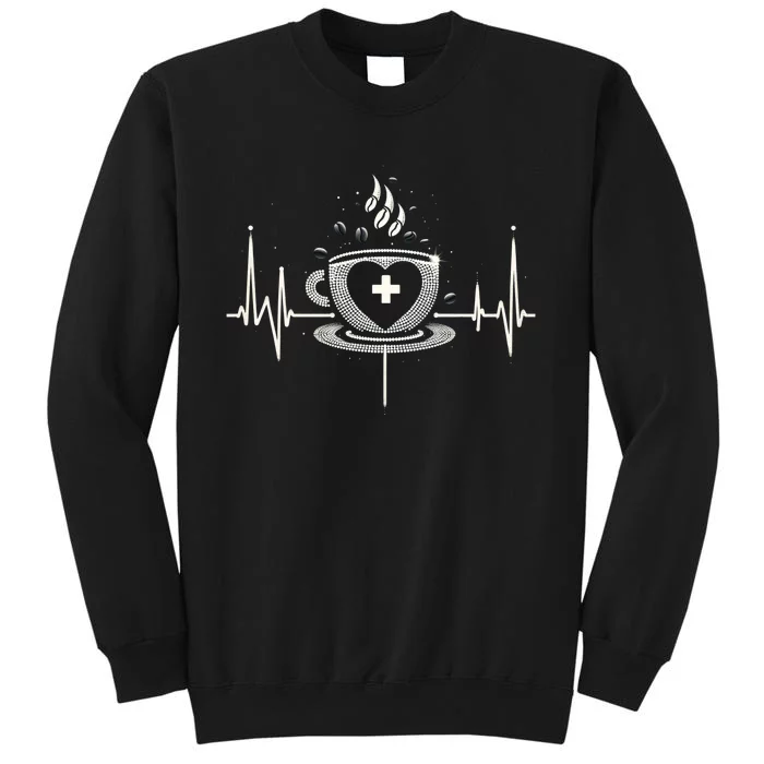 Funny Heartbeat Coffee Coffee Cup Frequency Tall Sweatshirt