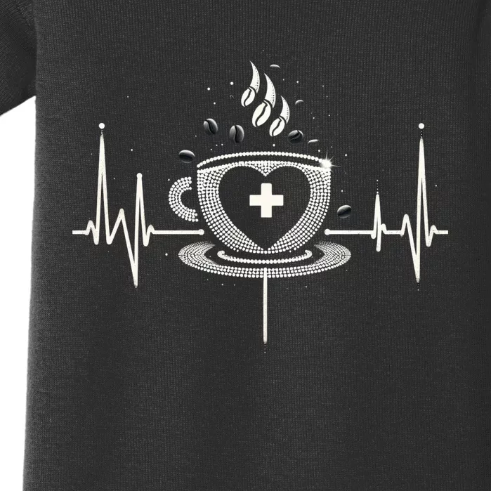 Funny Heartbeat Coffee Coffee Cup Frequency Baby Bodysuit