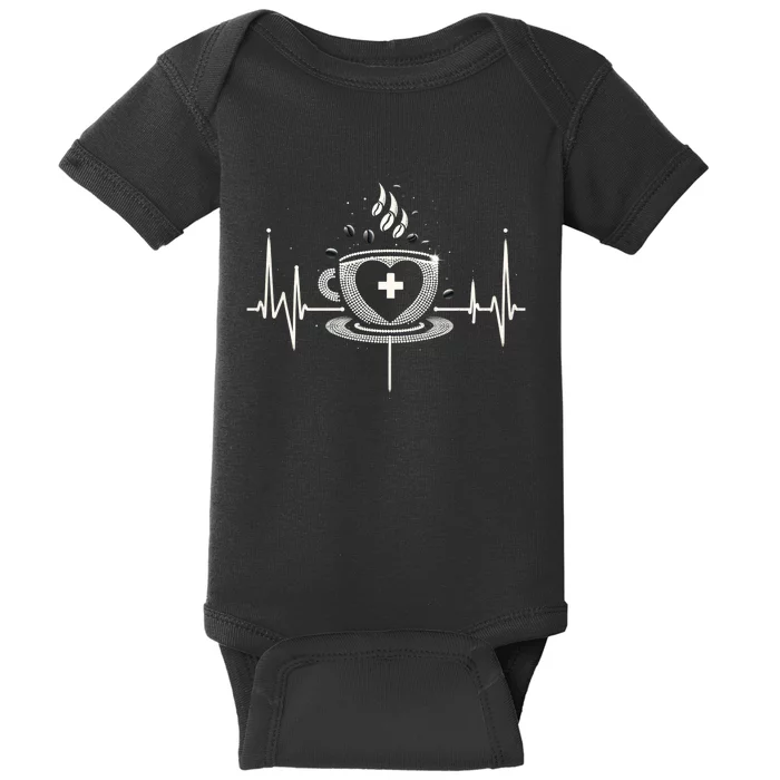 Funny Heartbeat Coffee Coffee Cup Frequency Baby Bodysuit