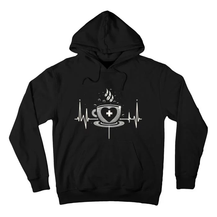 Funny Heartbeat Coffee Coffee Cup Frequency Tall Hoodie