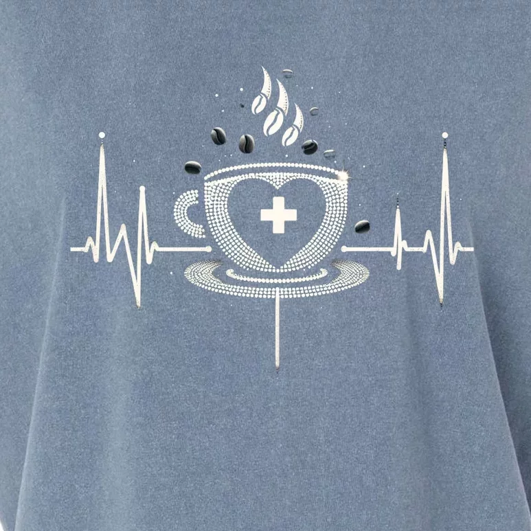 Funny Heartbeat Coffee Coffee Cup Frequency Garment-Dyed Women's Muscle Tee