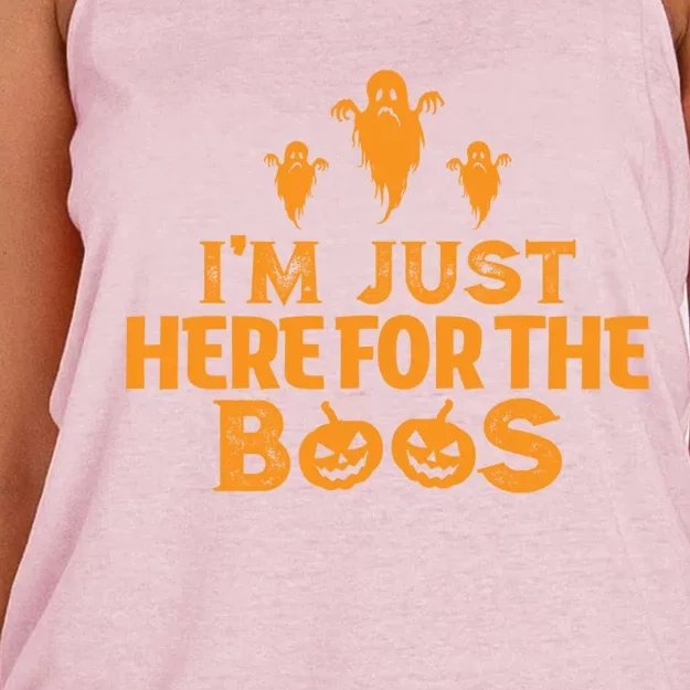 Funny Halloween Costume IM Just Here For The Boos Gift Women's Knotted Racerback Tank