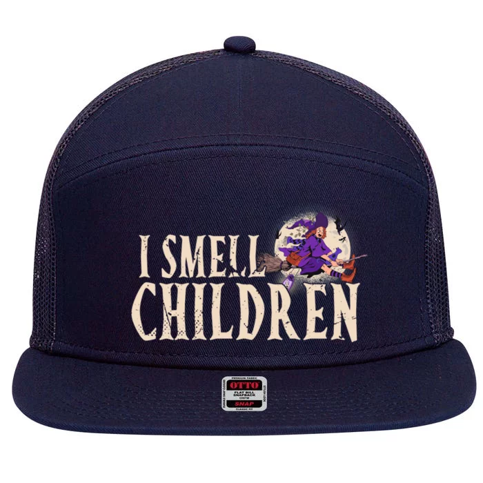 Funny Halloween Costume Witch Hat I Smell Children Gift 7 Panel Mesh Trucker Snapback Hat