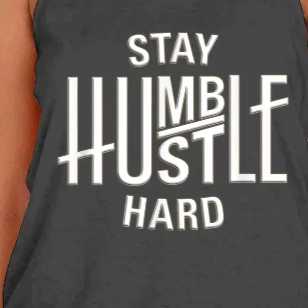 Funny Hustle Design For Men And Women Cool Humble Family Women's Knotted Racerback Tank