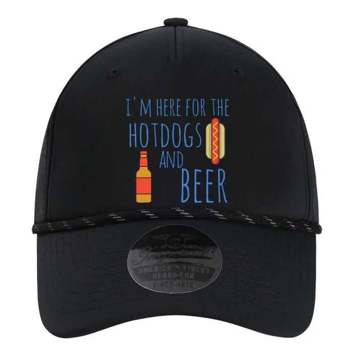 Funny Hot Dog I'm Here for the Hotdogs and Beer Performance The Dyno Cap