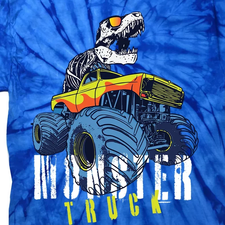 Funny Halloween Dinosaur Skeleton Monster Truck Gift Tie-Dye T-Shirt