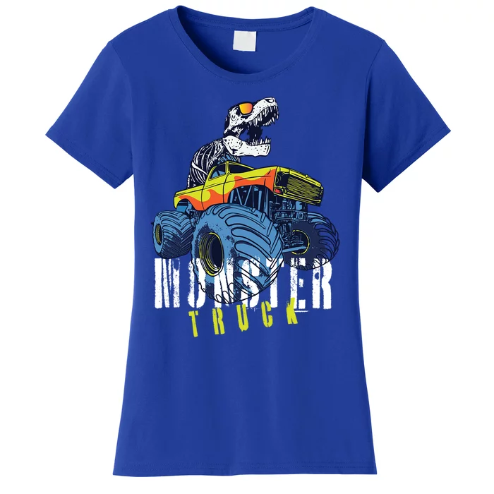 Funny Halloween Dinosaur Skeleton Monster Truck Gift Women's T-Shirt