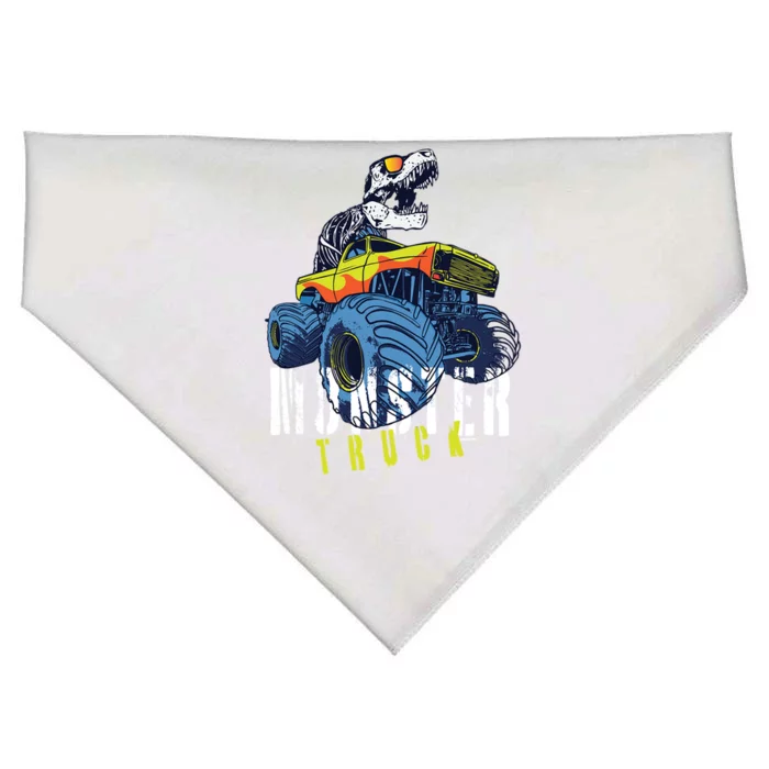 Funny Halloween Dinosaur Skeleton Monster Truck Gift USA-Made Doggie Bandana