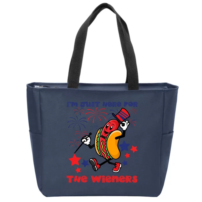 Funny Hot Dog Im Just Here For The Wieners 4Th Of July Zip Tote Bag