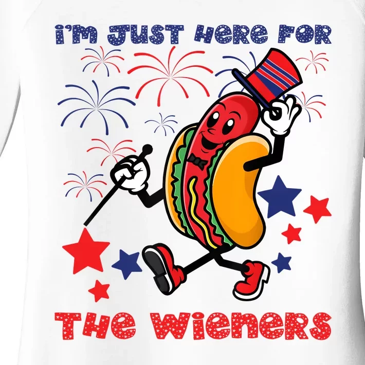 Funny Hot Dog Im Just Here For The Wieners 4Th Of July Women's Perfect Tri Tunic Long Sleeve Shirt