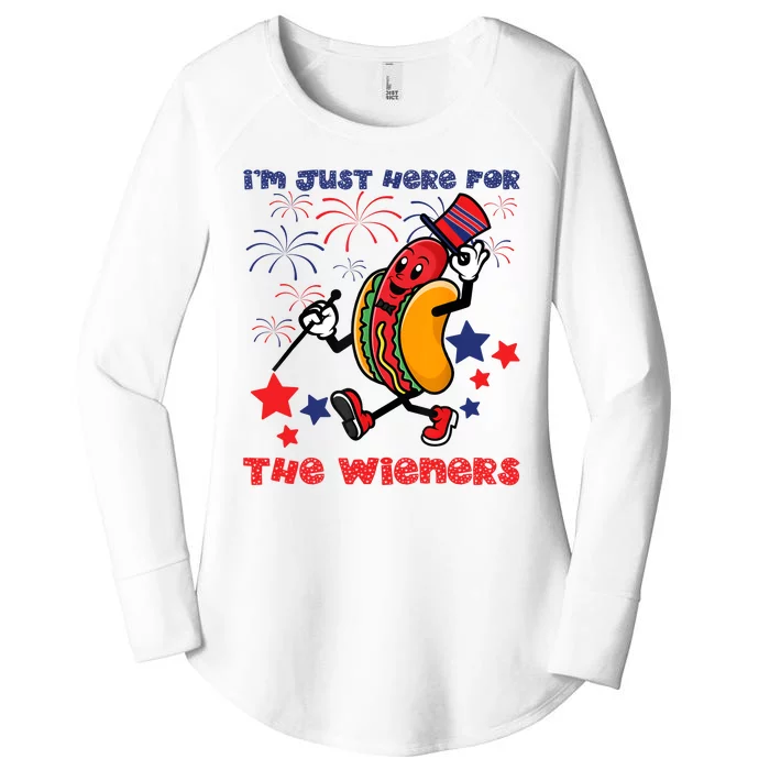 Funny Hot Dog Im Just Here For The Wieners 4Th Of July Women's Perfect Tri Tunic Long Sleeve Shirt