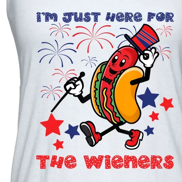 Funny Hot Dog Im Just Here For The Wieners 4Th Of July Ladies Essential Flowy Tank