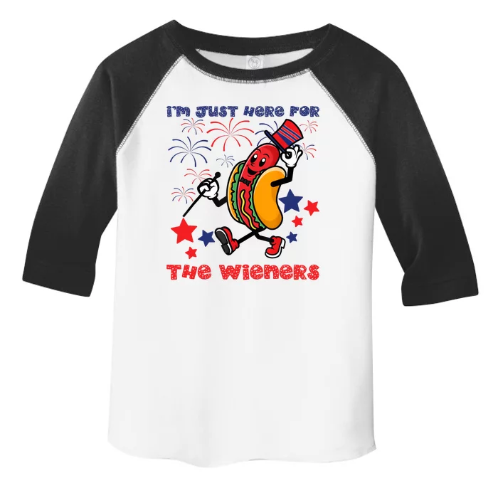 Funny Hot Dog Im Just Here For The Wieners 4Th Of July Toddler Fine Jersey T-Shirt