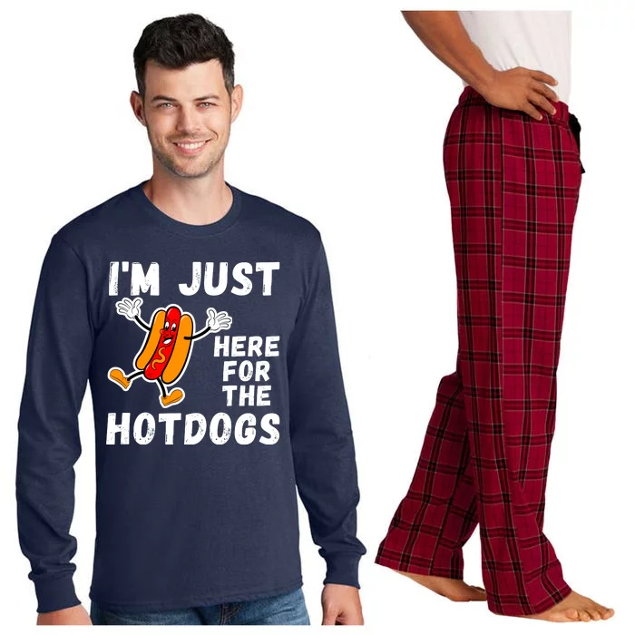 Funny Hot Dog Lover Hotdog Im Just Here For The Hot Dogs Funny Hotdog Long Sleeve Pajama Set