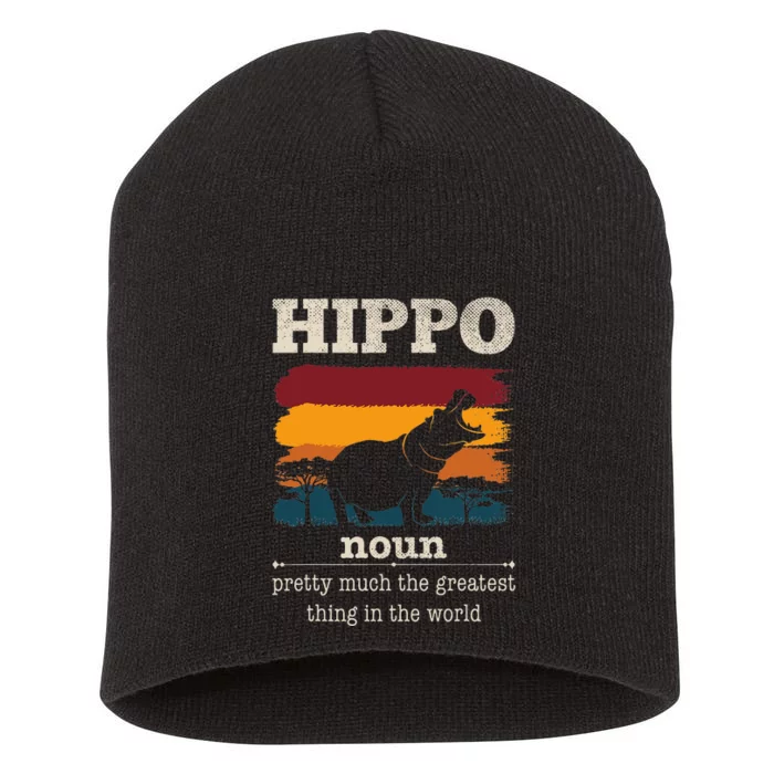 Funny Hippo Definition Cool Hippo Animals Humor Hippopotamus Short Acrylic Beanie