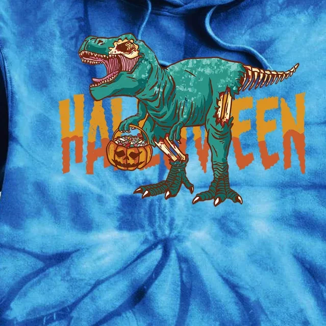 Funny Halloween Dinosaur Zombie T Rex Trick Rawr Treat Gift Tie Dye Hoodie