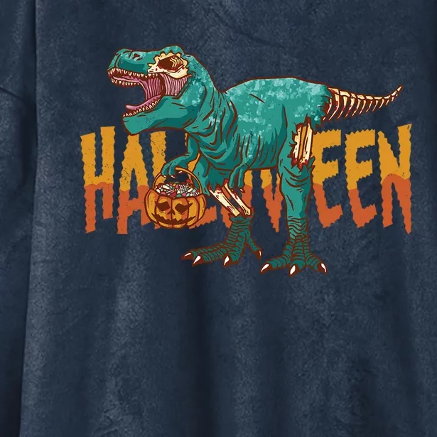 Funny Halloween Dinosaur Zombie T Rex Trick Rawr Treat Gift Hooded Wearable Blanket