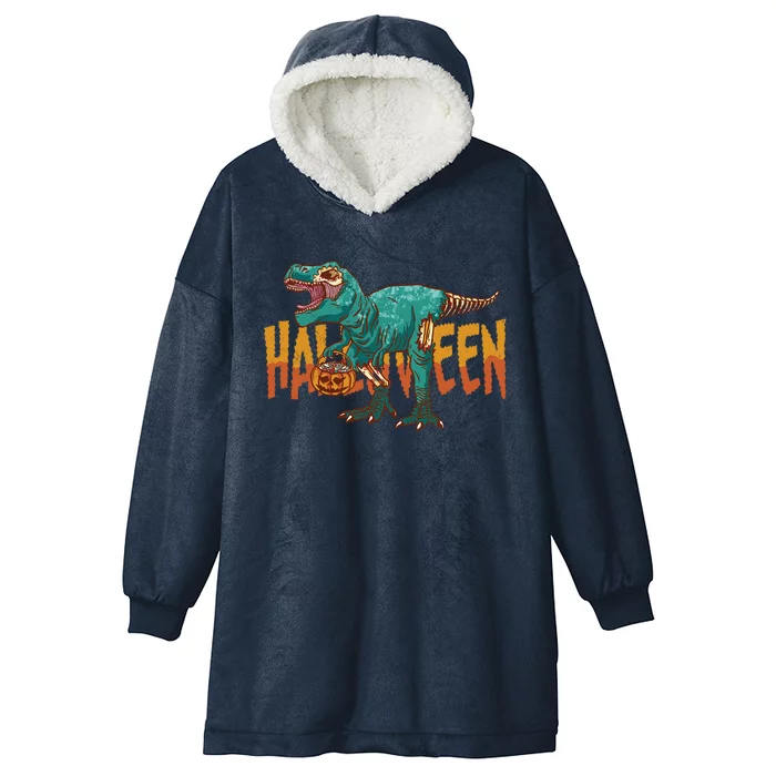 Funny Halloween Dinosaur Zombie T Rex Trick Rawr Treat Gift Hooded Wearable Blanket