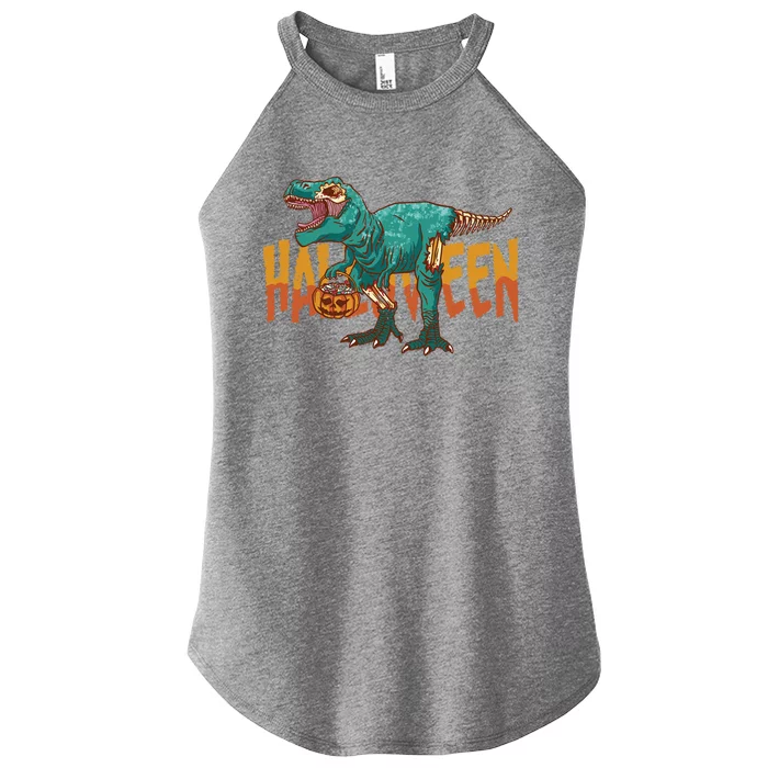 Funny Halloween Dinosaur Zombie T Rex Trick Rawr Treat Gift Women’s Perfect Tri Rocker Tank