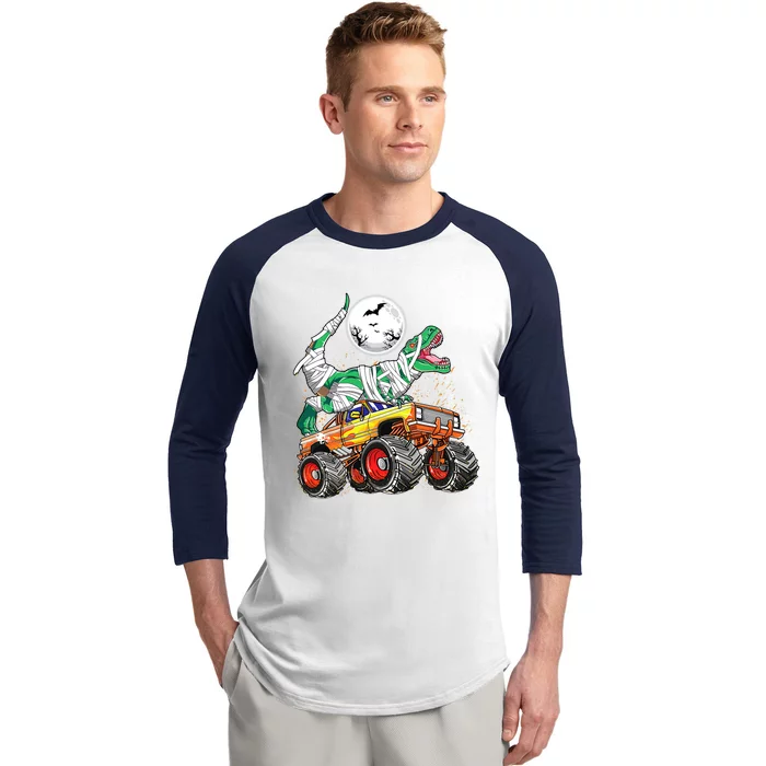 Fun Halloween Dinosaur Truck Monster T Rex Cute Gift Baseball Sleeve Shirt