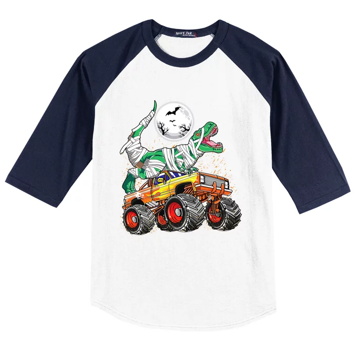 Fun Halloween Dinosaur Truck Monster T Rex Cute Gift Baseball Sleeve Shirt