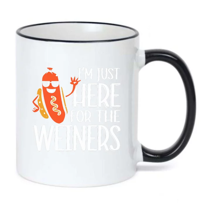 Funny Hot Dog Im Just Here For The Wieners Sausage Black Color Changing Mug