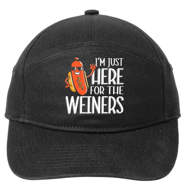 Funny Hot Dog Im Just Here For The Wieners Sausage 7-Panel Snapback Hat