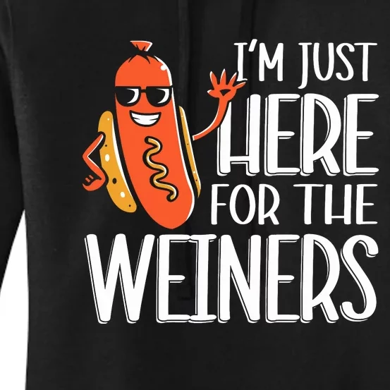 Funny Hot Dog Im Just Here For The Wieners Sausage Women's Pullover Hoodie