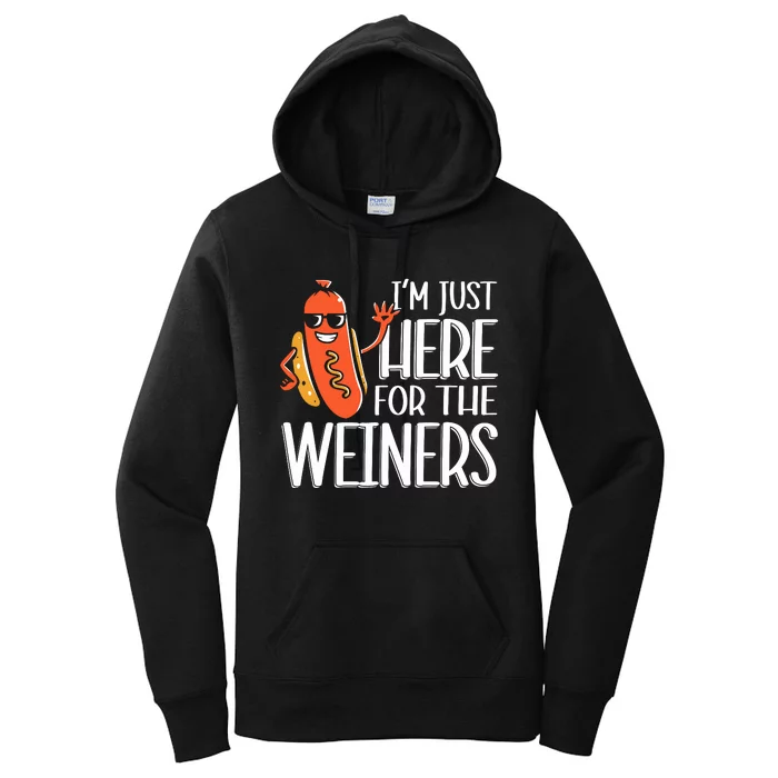 Funny Hot Dog Im Just Here For The Wieners Sausage Women's Pullover Hoodie