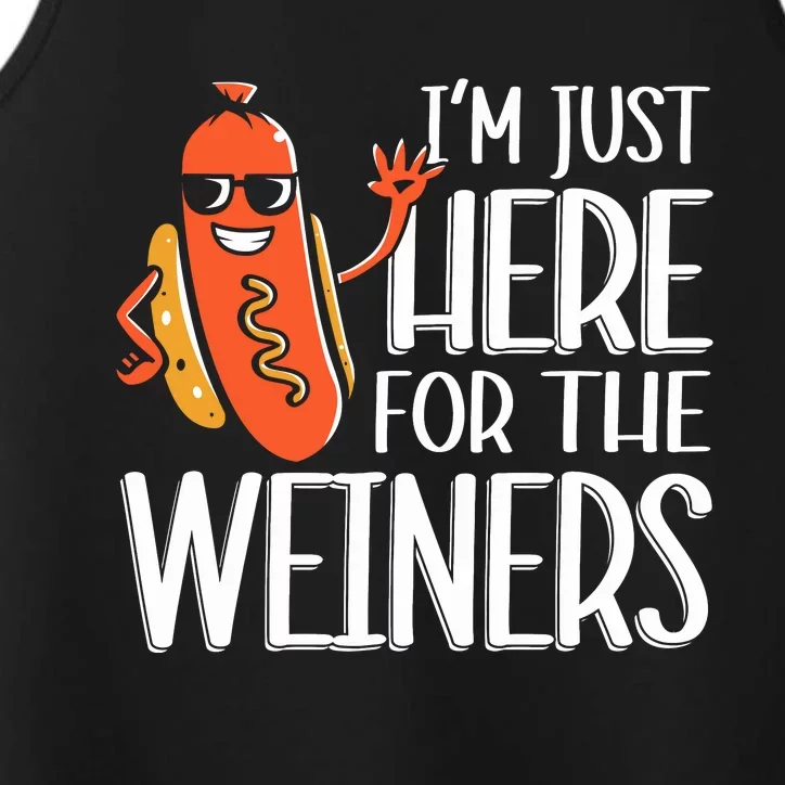 Funny Hot Dog Im Just Here For The Wieners Sausage Performance Tank