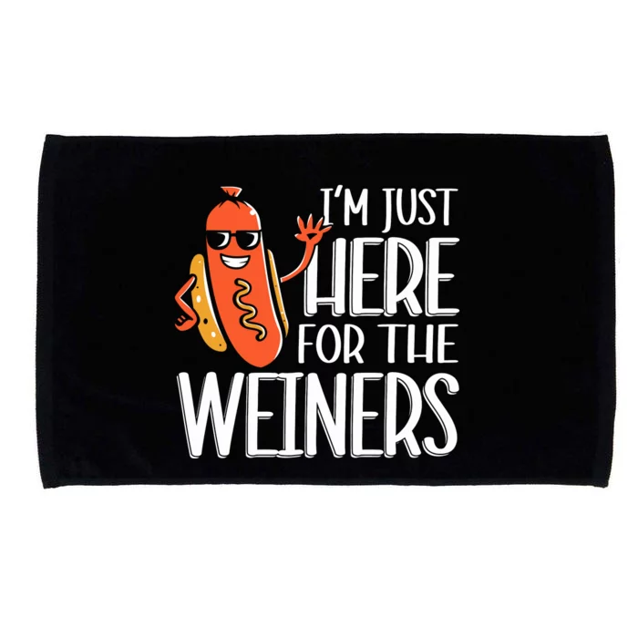 Funny Hot Dog Im Just Here For The Wieners Sausage Microfiber Hand Towel