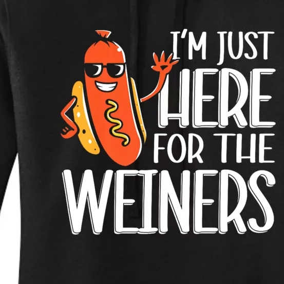 Funny Hot Dog Im Just Here For The Wieners Sausage Women's Pullover Hoodie