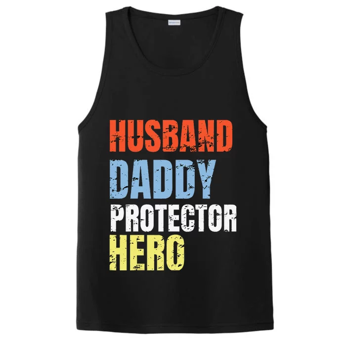 Funny Husband Daddy Protector Hero Father Birthday Performance Tank