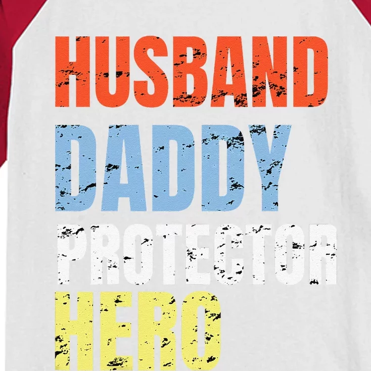 Funny Husband Daddy Protector Hero Father Birthday Kids Colorblock Raglan Jersey