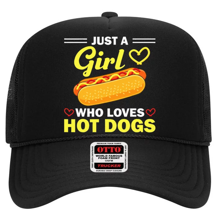 Funny Hot Dog Design For Women Hot Dog Lovers High Crown Mesh Trucker Hat