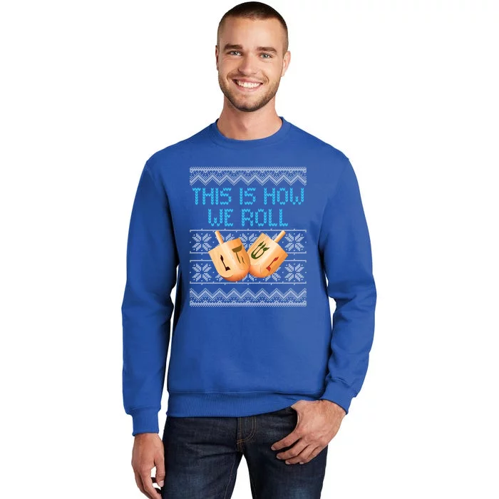 Funny Hanukkah Dreidel We Roll Ugly Christmas Theme Design Gift Sweatshirt