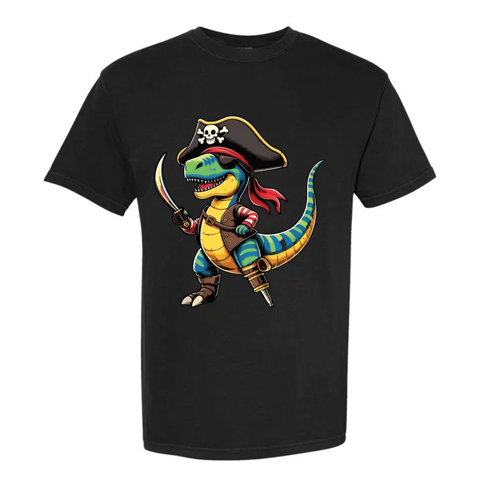 Funny Halloween Dinosaur Trex Pirate Garment-Dyed Heavyweight T-Shirt