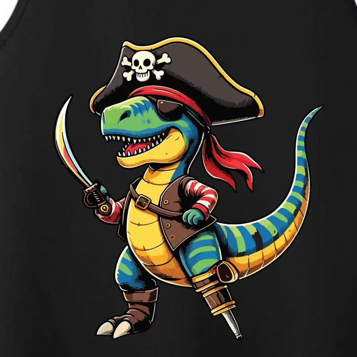 Funny Halloween Dinosaur Trex Pirate Performance Tank