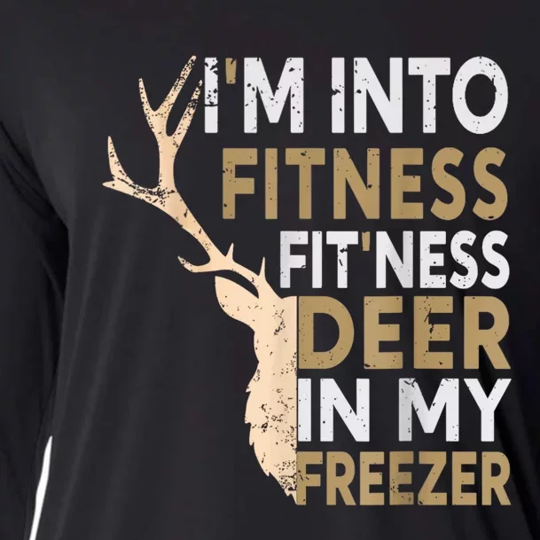 Funny Hunter Dad IM Into Fitness Deer Freezer Hunting Cooling Performance Long Sleeve Crew