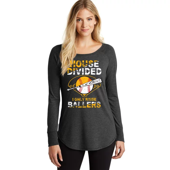 Funny House Divided I Only Raise Ballers Softball Baseball Women's Perfect Tri Tunic Long Sleeve Shirt